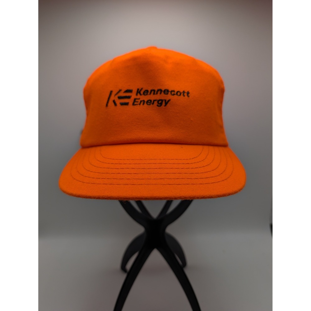 Vintage Cap America Kennecott Energy Blaze Orange Trucker Hat Made in USA Mens